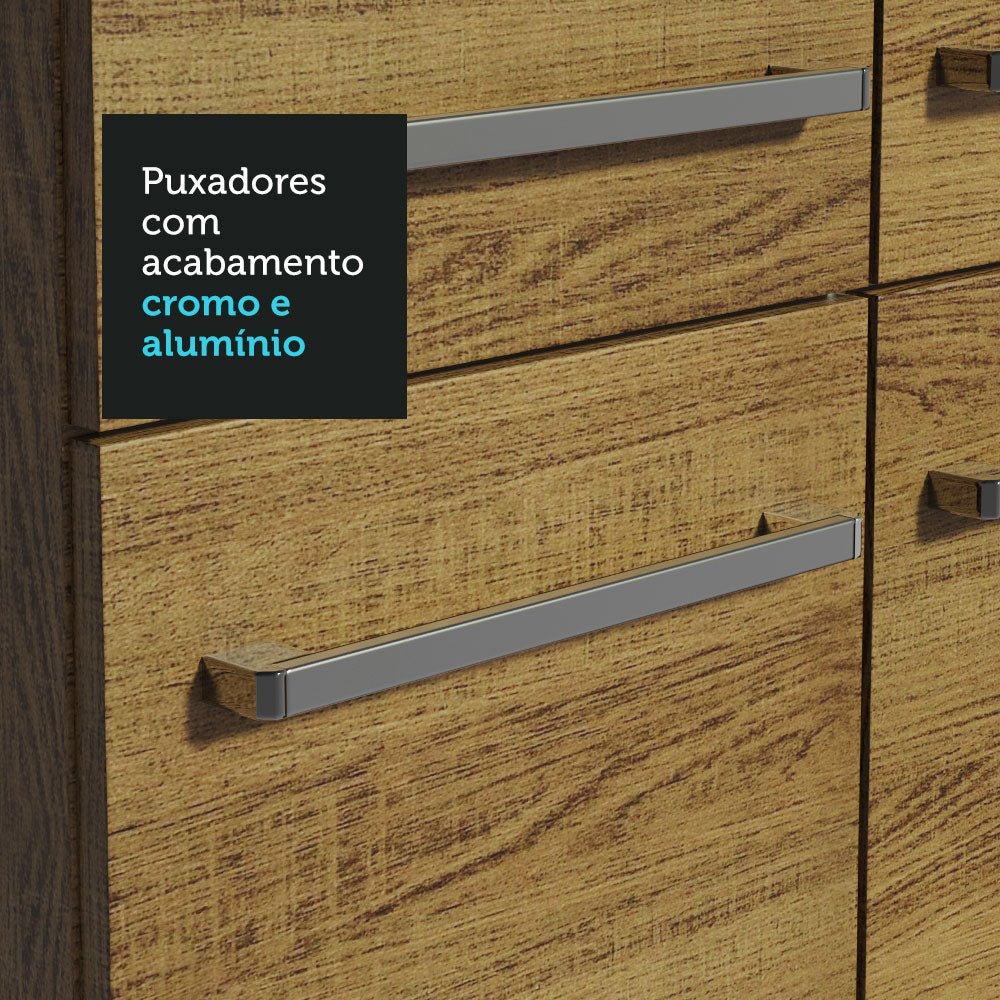 Cocina Integral Modular Emilly Marron 137x186cm con Mesón de Acero Inoxidable sin Estufa con Un Cajón con Puerta de Vidrio Punteado y con Nueve Entrepaños - COCINAS | Bylmo