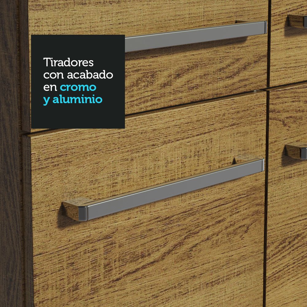 Cocina Integral Modular Emilly Box Marron 169x186cm con Mesón de Madera Aglomerada Mdp sin Estufa con Un Cajón y con Nueve Entrepaños - COCINAS | Bylmo