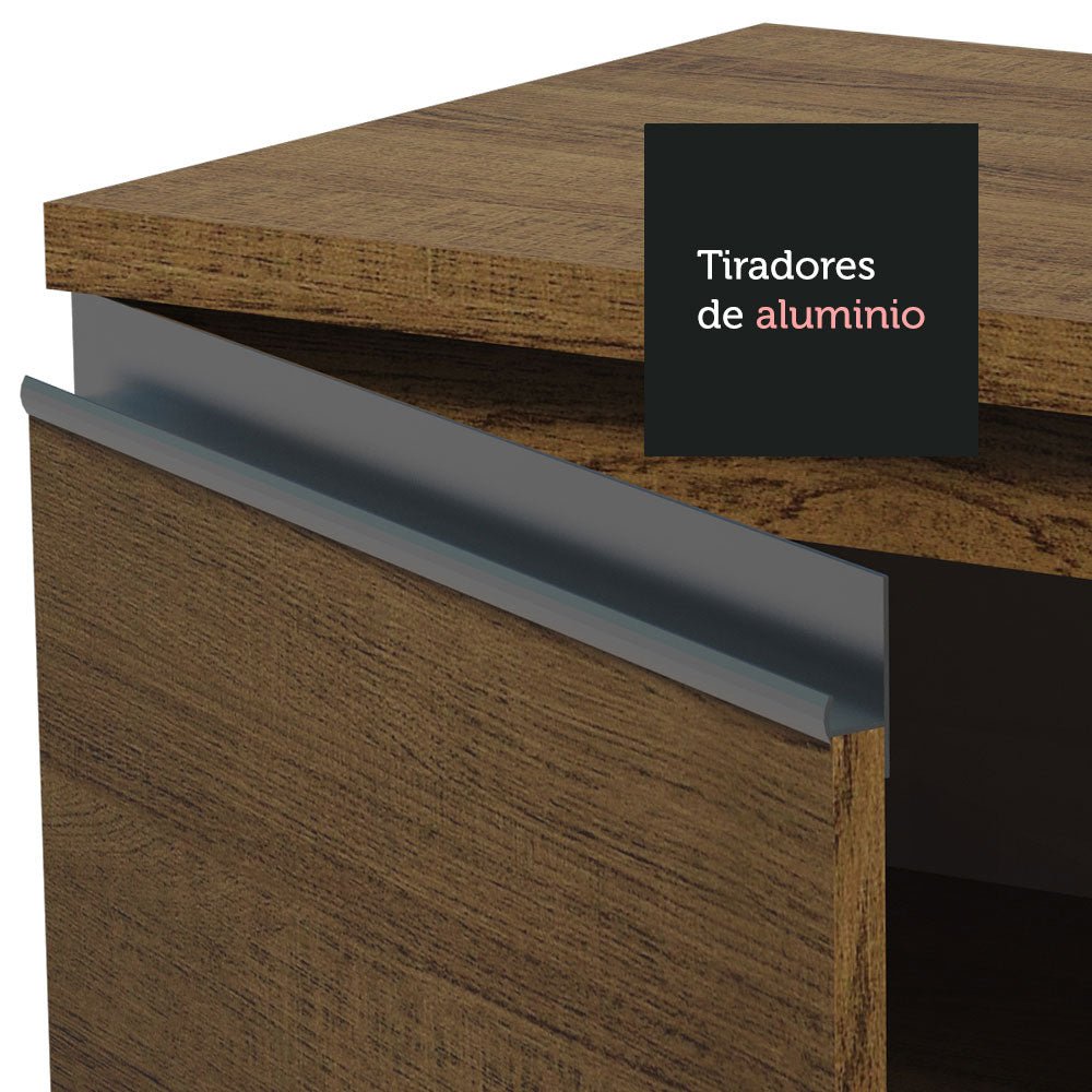 Cocina Integral Modular Glamy Marron 180x225cm sin Mesón sin Estufa con Tres Cajones con Puerta de Vidrio y con Espacio para Extractor - COCINAS | Bylmo