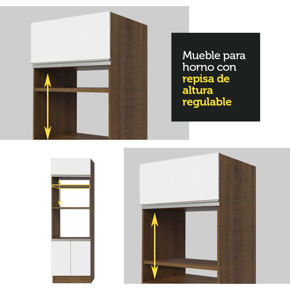 Cocina Integral Modular Glamy Marron y Blanco 310x225cm sin Mesón sin Estufa con Dos Cajones y con Dieciocho Entrepaños - COCINAS | Bylmo