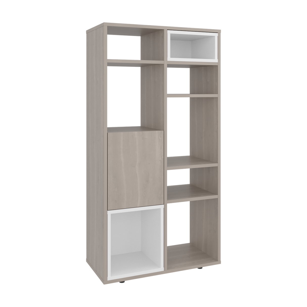 Biblioteca Momi Bardolino y Blanco 61.6x120cm Rectangular con Ocho Compartimientos y Seis Entrepaños - BIBLIOTECAS Y ESTANTERIAS | Bylmo