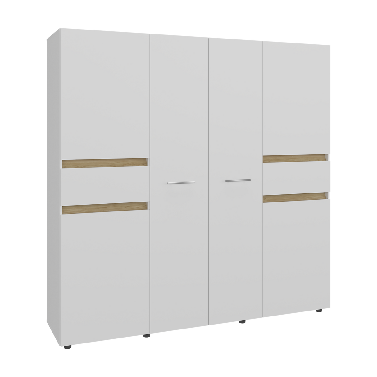 Closet Berino Blanco y Fresno Europeo 200x200cm con Seis Puertas y Diez Compartimientos - CLOSETS | Bylmo