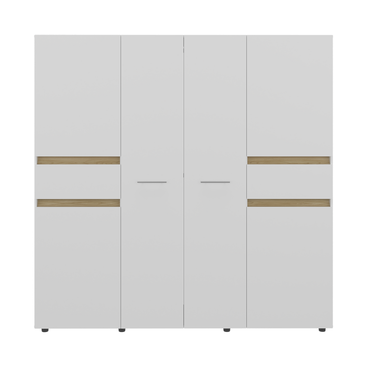 Closet Berino Blanco y Fresno Europeo 200x200cm con Seis Puertas y Diez Compartimientos - CLOSETS | Bylmo