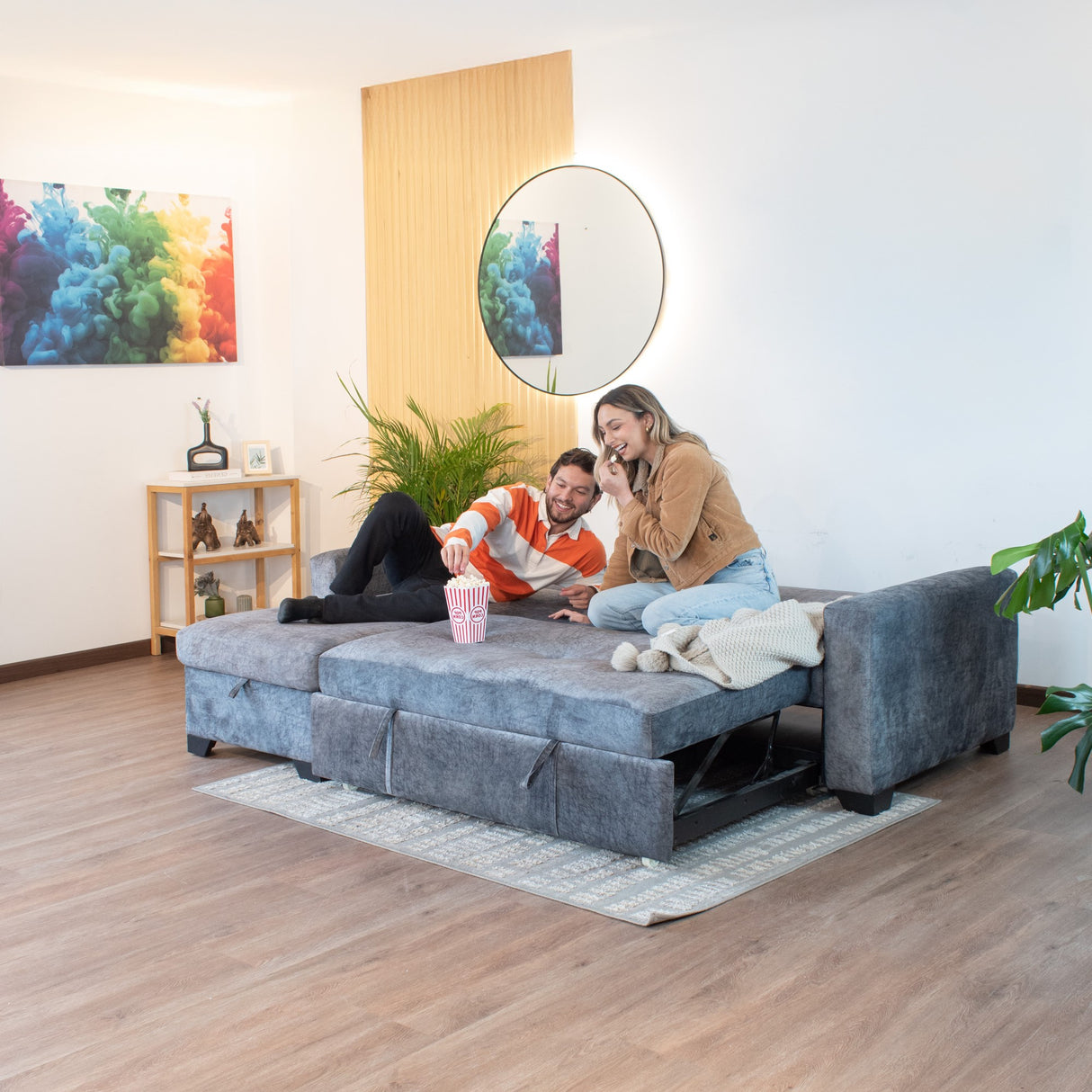 Sofá en L Atlas Gris 220x92cm De Tres Puestos Reclinable con Almacenamiento Derecho y con Apoya Brazos