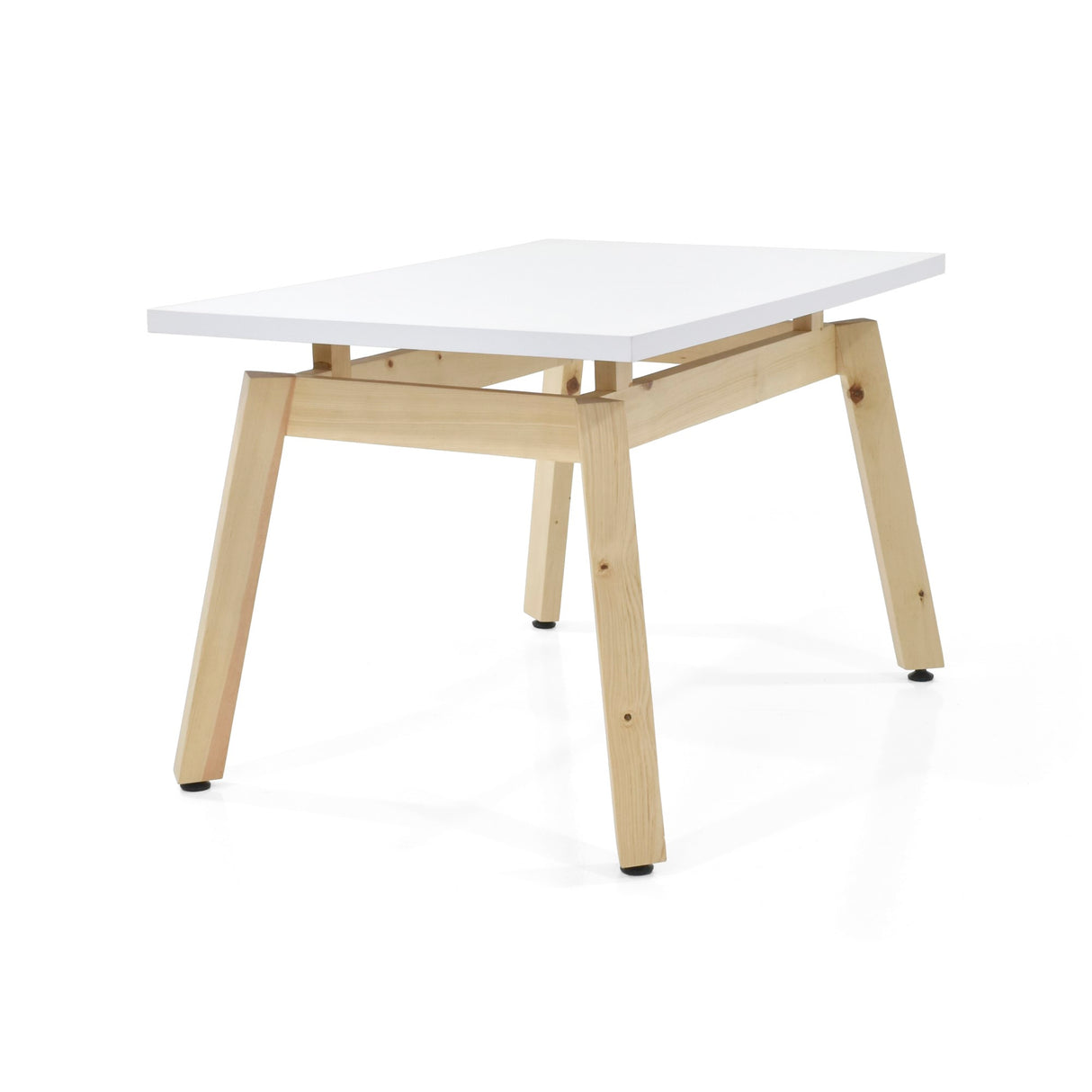 Set Comedor Tyrone Blanco Natural 120x76cm Cuadrado de Cuatro Puestos con Cuatro Sillas Viena Beige - COMEDORES | Bylmo
