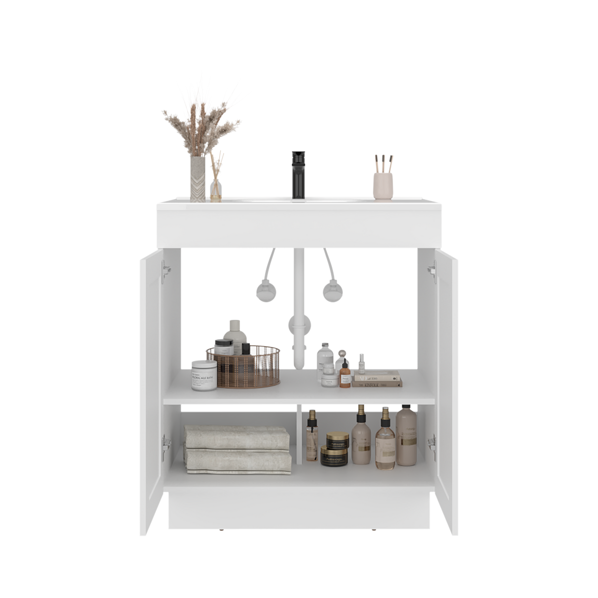 Mueble para Lavamanos Baluarte Blanco 76.2x86.3cm Individual con Lavamanos Empotrado y con Dos Puertas - MUEBLES PARA LAVAMANOS | Bylmo