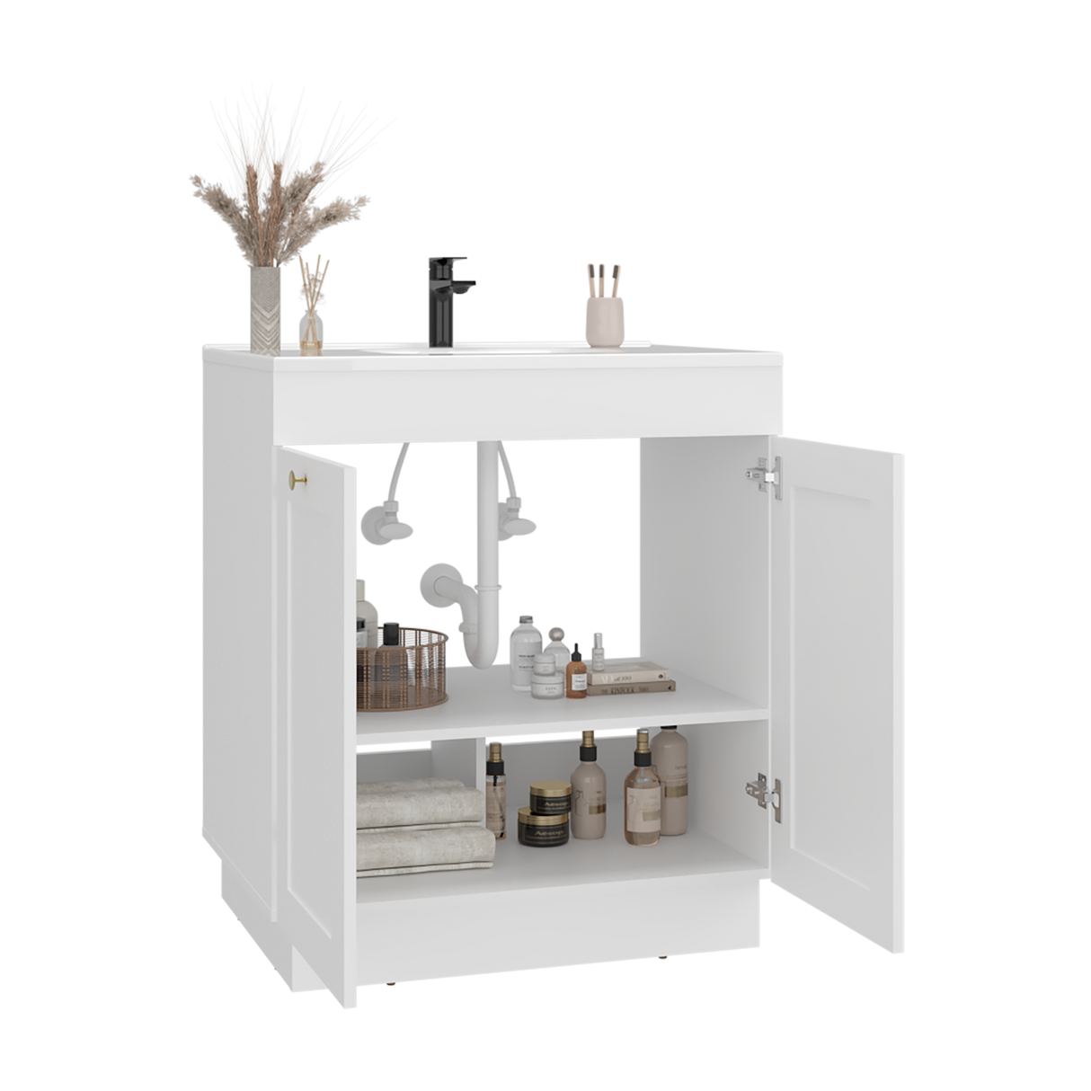 Mueble para Lavamanos Baluarte Blanco 76.2x86.3cm Individual con Lavamanos Empotrado y con Dos Puertas - MUEBLES PARA LAVAMANOS | Bylmo