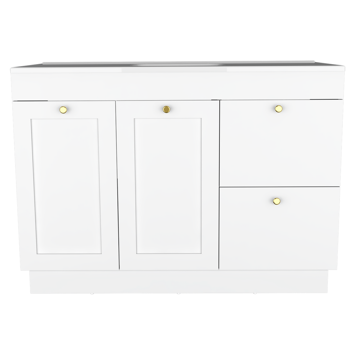 Mueble para Lavamanos Baluarte Blanco 121.9x86.3cm Individual con Lavamanos Empotrado y con Cuatro Puertas - MUEBLES PARA LAVAMANOS | Bylmo