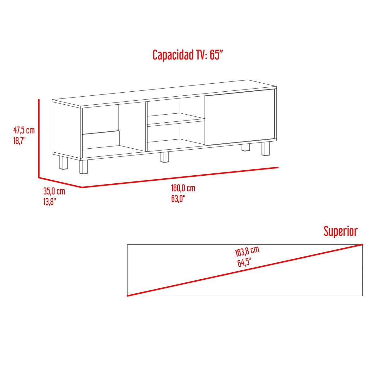 Rack de TV Tunez Nogal 160x47.5cm