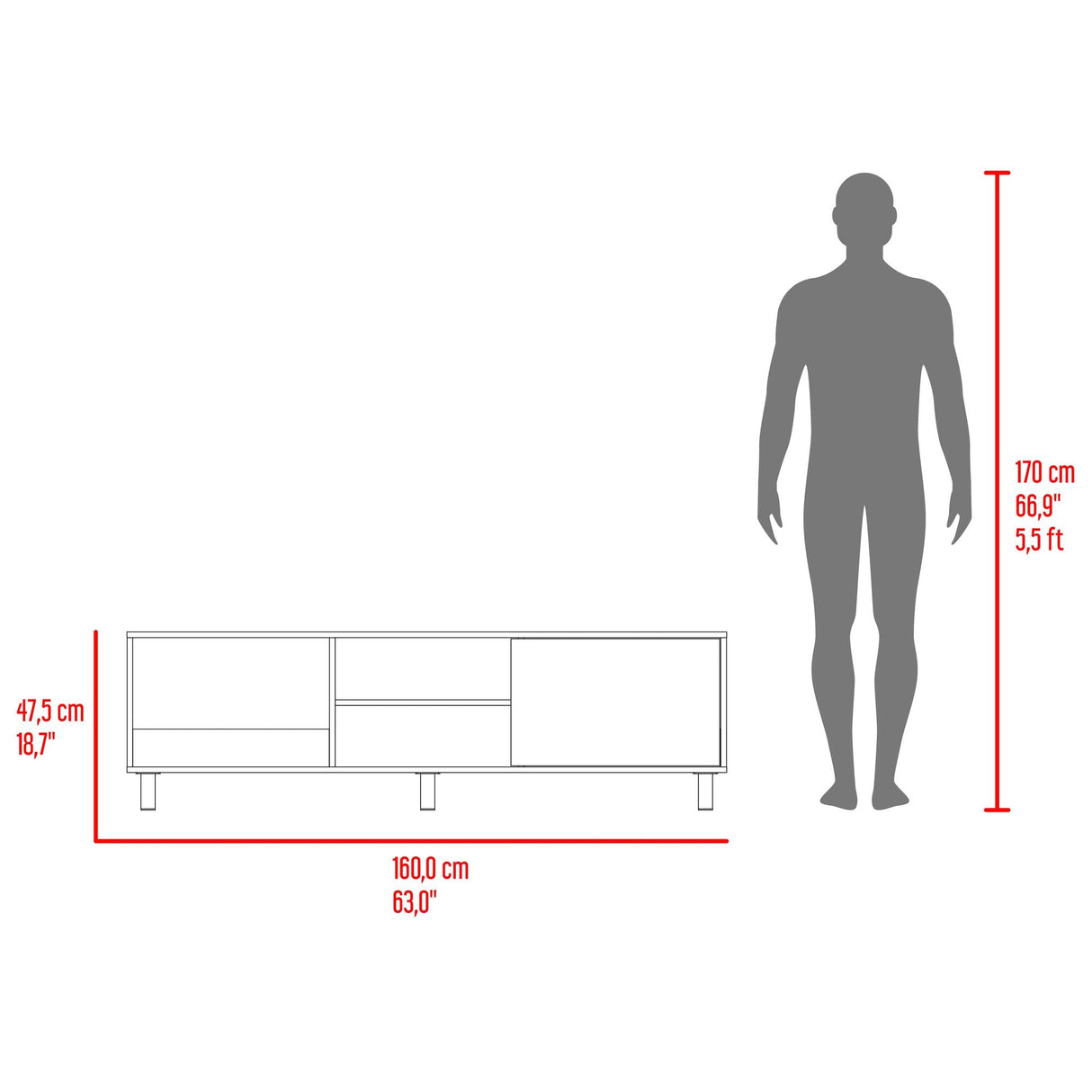 Rack de TV Tunez Nogal 160x47.5cm