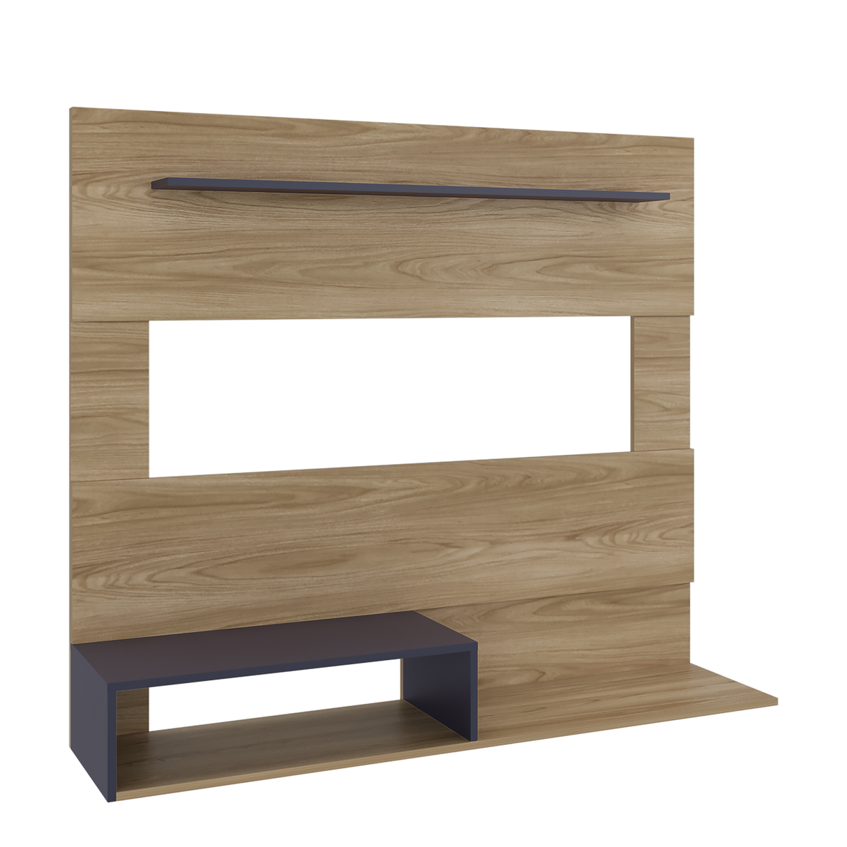 Panel de TV Beijing Fresno Europeo y Blanco 140x120cm Flotante para TV Hastas 55" Pulgadas con Dos Compartimientos y Ranuras para Cable - MUEBLES DE TV | Bylmo