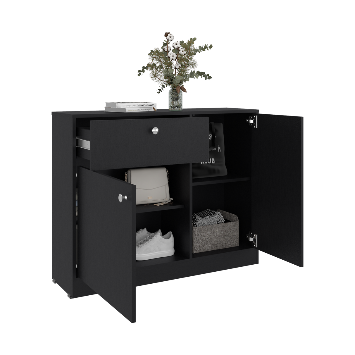 Cómoda Praga Wengue 100x80cm de Dos Hileras con Un Cajón - CAJONERAS Y COMODAS | Bylmo