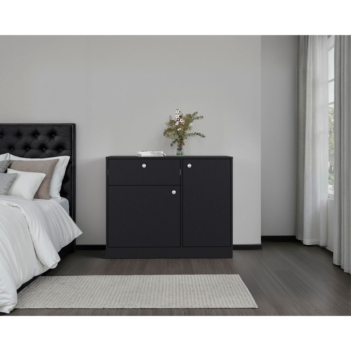 Cómoda Praga Wengue 100x80cm de Dos Hileras con Un Cajón - CAJONERAS Y COMODAS | Bylmo