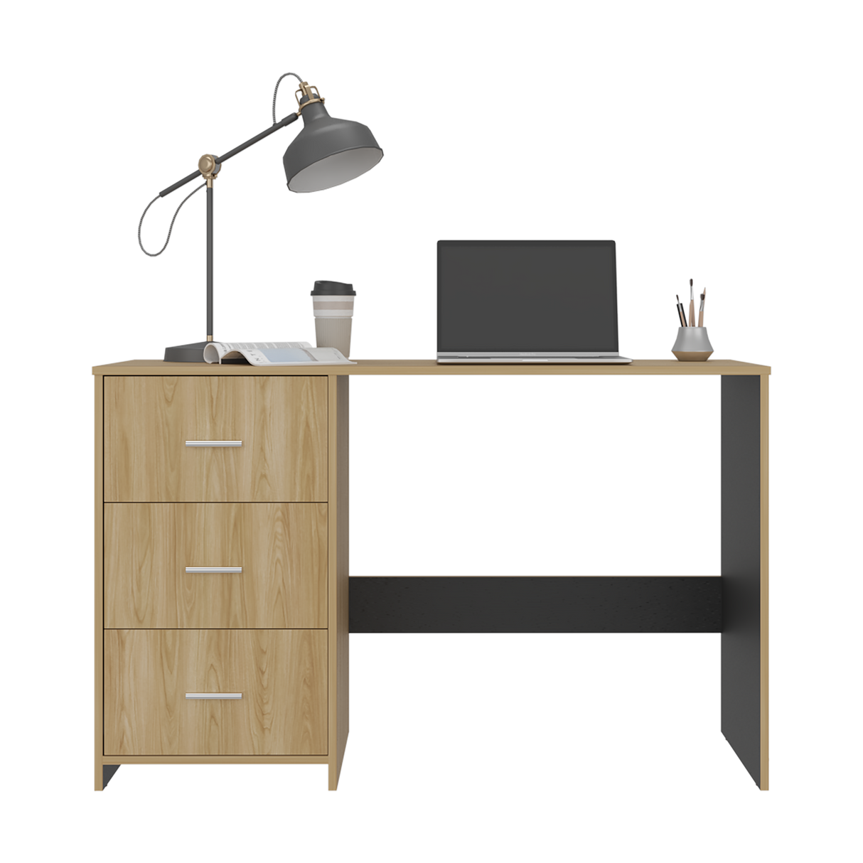 Escritorio Eco Wengue 120.8x76.2cm con Tres Cajones y con Archivador - ESCRITORIOS | Bylmo