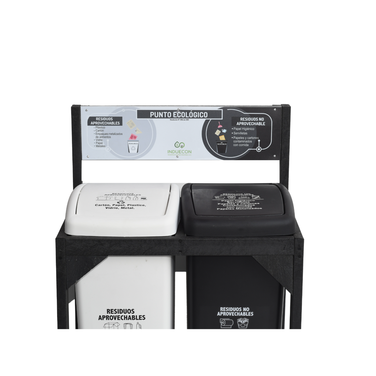 Punto Ecológico 64x92cm Multiusos de 36 Litros con Dos Canecas - BASUREROS Y PAPELERAS | Bylmo