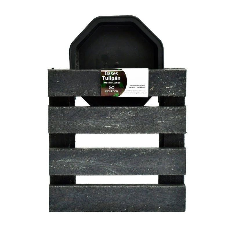 Base para Materas Exterior Tulipán Negro 23x5cm Cuadrado con Rodachines Apto Para Intemperie - BASES PARA MATERAS DE EXTERIOR | Bylmo