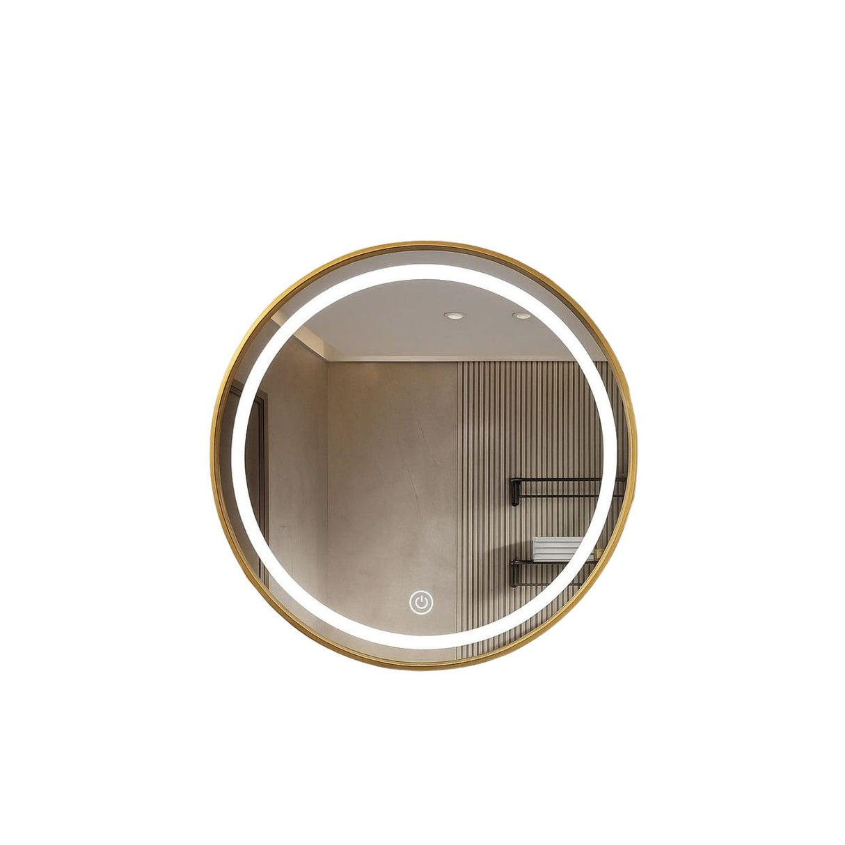 Espejo de Pared Roma Plateado 80x80cm Redondo con Marco Metalico y con Iluminación - ESPEJOS DE PARED | Bylmo