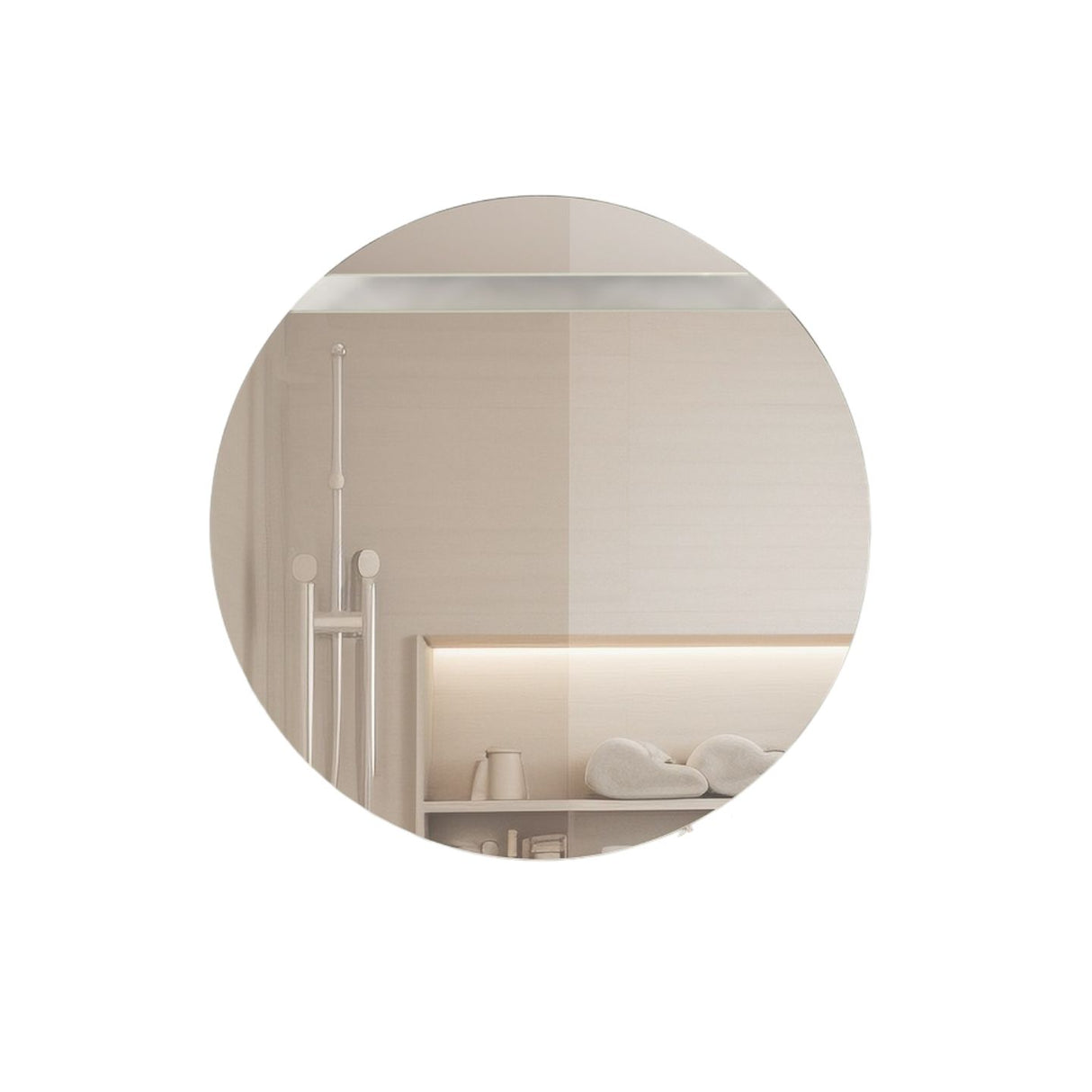 Espejo de Pared Florencia Natural 60x60cm Redondo Sin Marco y con Iluminación - ESPEJOS DE PARED | Bylmo