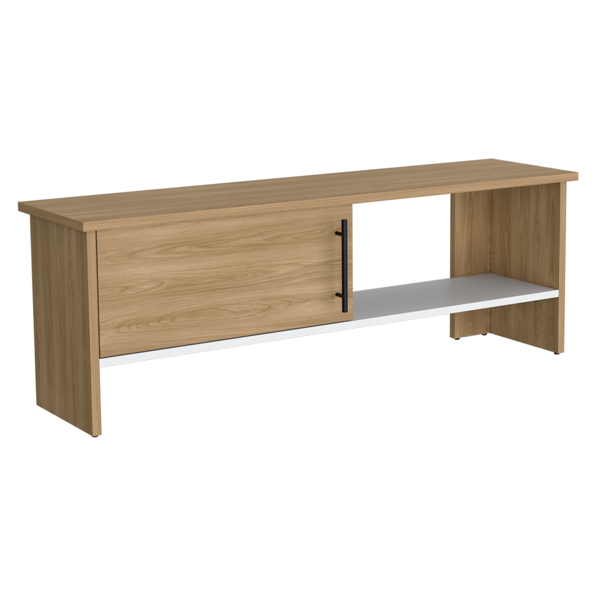 Mesa para TV Navia Fresno Europeo y Blanco 120.3x42.1cm para TV Hasta 50" Pulgadas y con Dos Compartimientos - MUEBLES DE TV | Bylmo