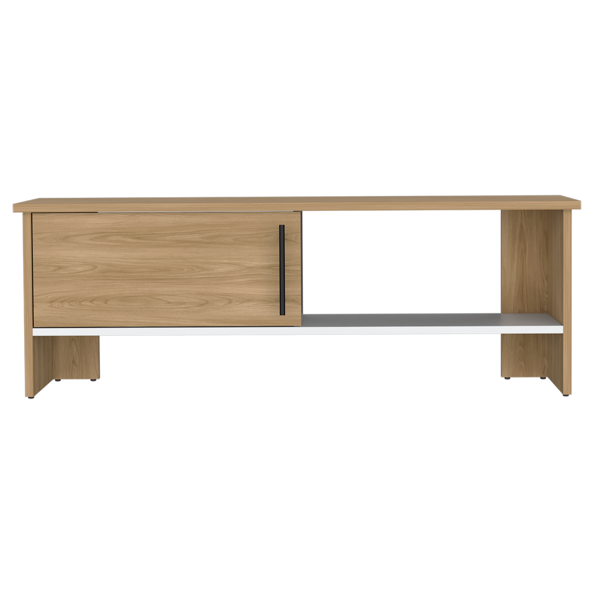 Mesa para TV Navia Fresno Europeo y Blanco 120.3x42.1cm para TV Hasta 50" Pulgadas y con Dos Compartimientos - MUEBLES DE TV | Bylmo