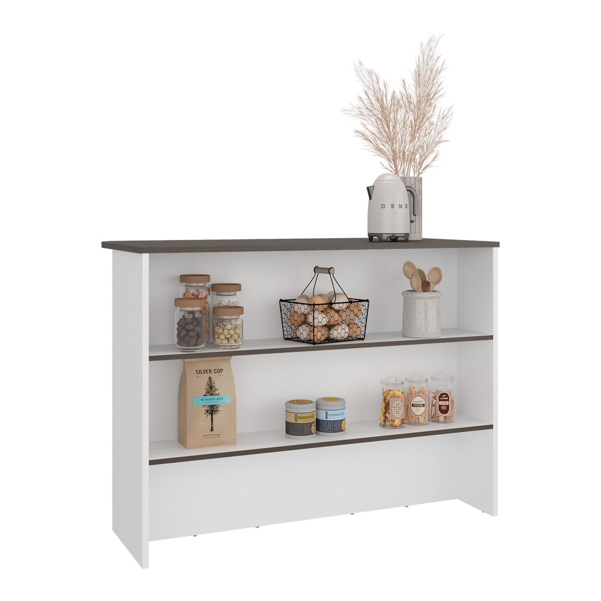 Barra de Cocina Fendi Blanco y Milan 120x90cm con Dos Compartimientos - BARRAS Y MUEBLES AUXILIARES | Bylmo