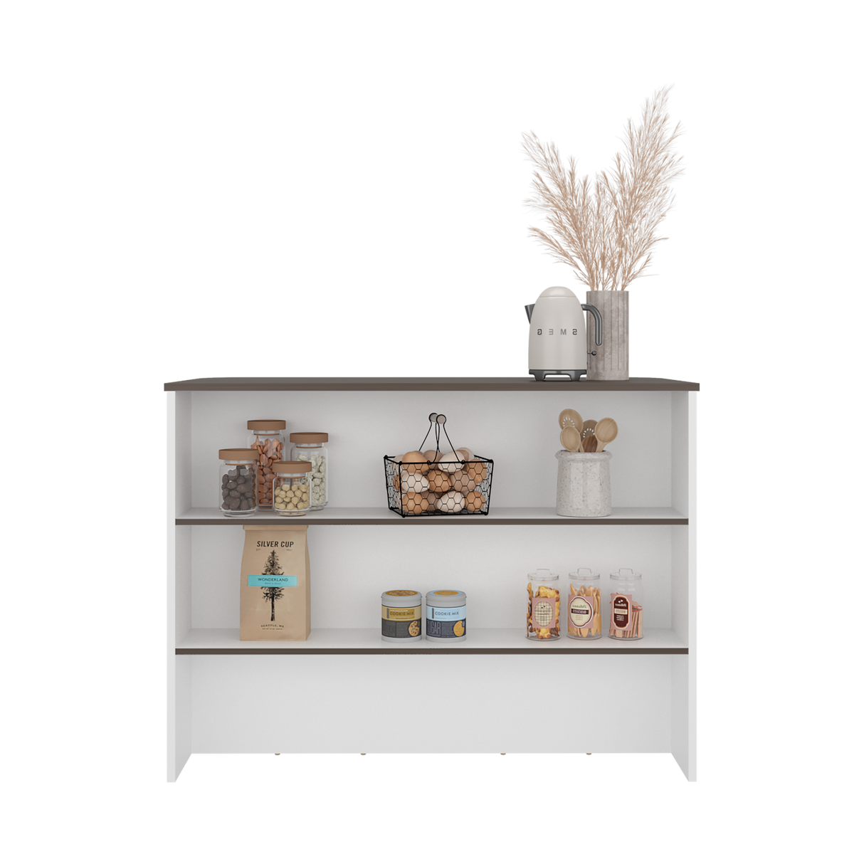 Barra de Cocina Fendi Blanco y Milan 120x90cm con Dos Compartimientos - BARRAS Y MUEBLES AUXILIARES | Bylmo