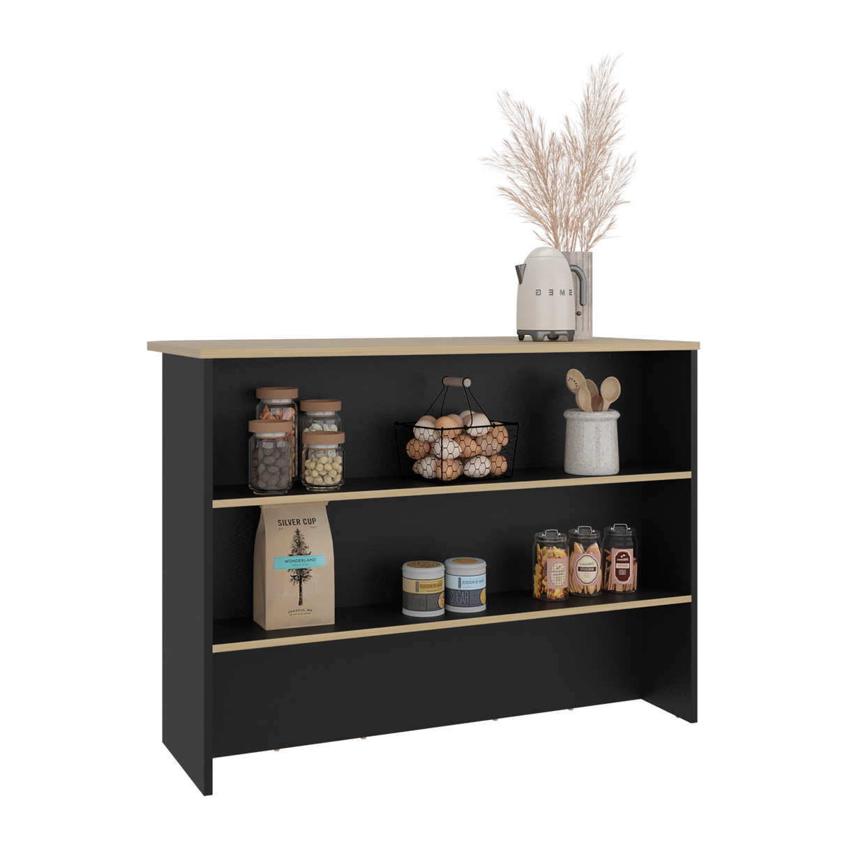 Barra de Cocina Fendi Wengue y Fresno Europeo 120x90cm con Dos Compartimientos - BARRAS Y MUEBLES AUXILIARES | Bylmo
