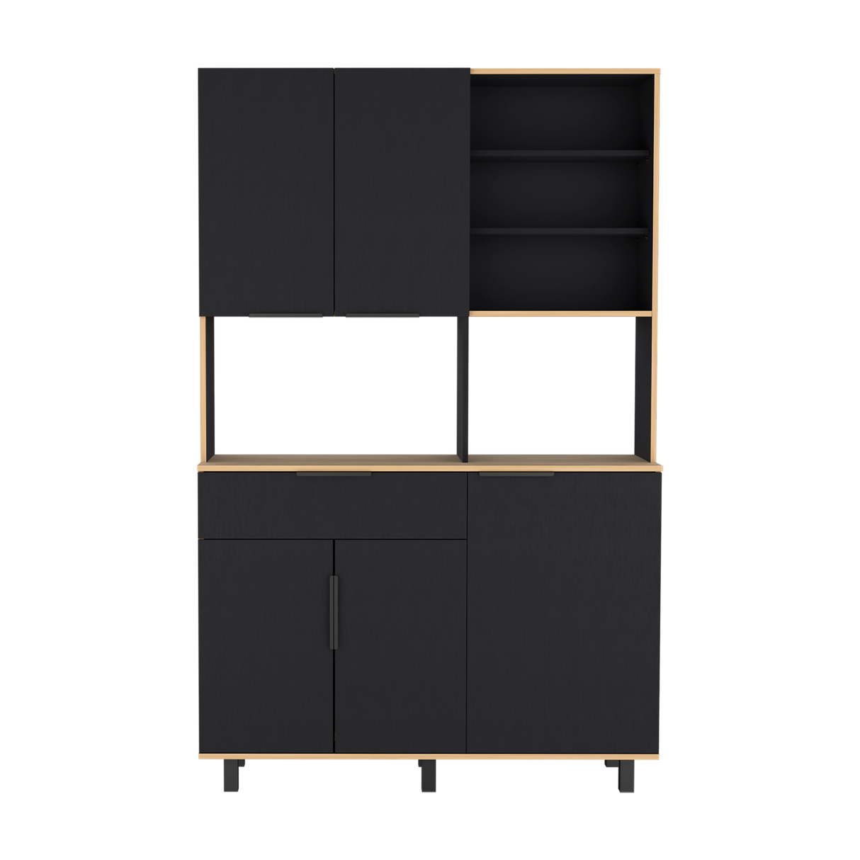 Alacena Oshawa Fresno Europeo y Wengue 125x197cm con Cinco Puertas y un Cajón - ALACENAS Y MUEBLES MICROONDAS | Bylmo