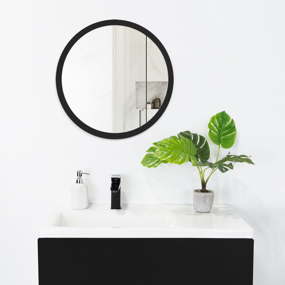 Espejo de Baño Eli Wengue 60x1.9cm Redondo con Marco En Madera - ESPEJOS DE BANHO | Bylmo