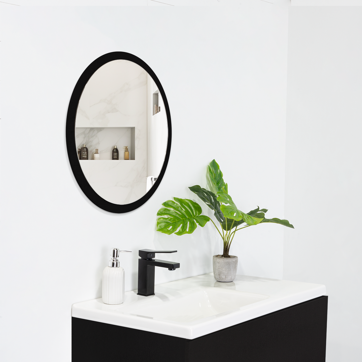 Espejo de Baño Eli Wengue 60x1.9cm Redondo con Marco En Madera - ESPEJOS DE BANHO | Bylmo