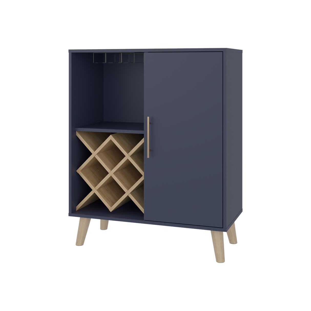 Bar Cueva Azul y Fresno Europeo 80x98cm con Un Portacopas y Con Doce Portabotellas - BARES | Bylmo