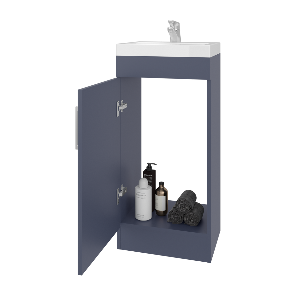 Mueble para Lavamanos Madrid Azul 40x88cm Individual con Lavamanos de Resina y con Una Puerta - MUEBLES PARA LAVAMANOS | Bylmo