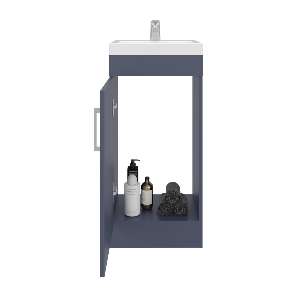 Mueble para Lavamanos Madrid Azul 40x88cm Individual con Lavamanos de Resina y con Una Puerta - MUEBLES PARA LAVAMANOS | Bylmo