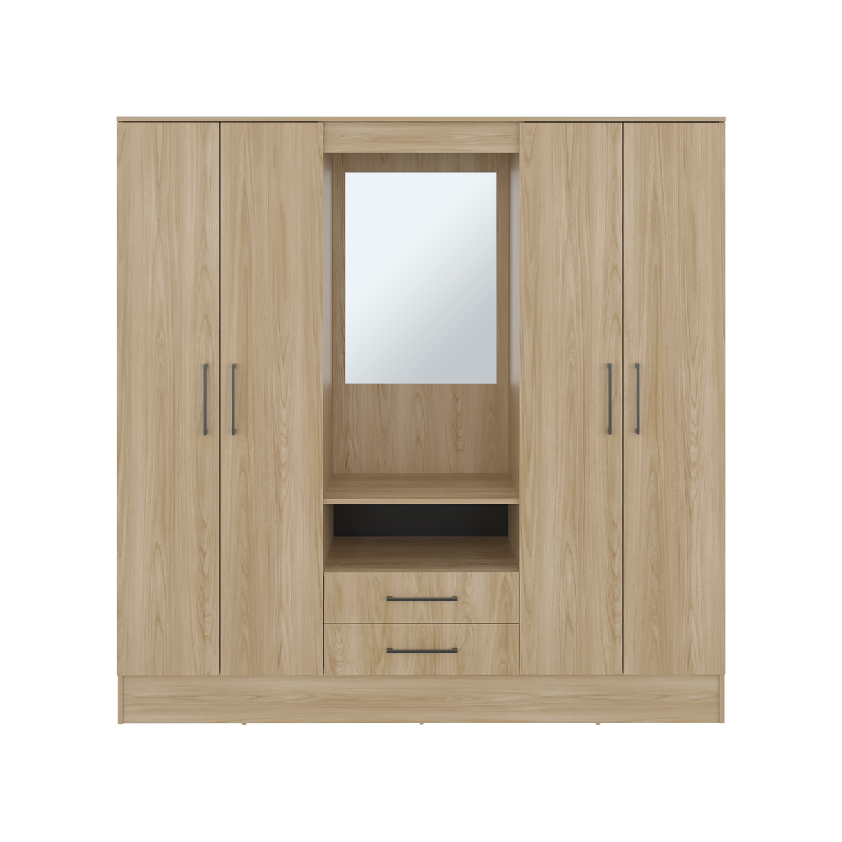 Closet Barmine Fresno Europeo y Wengue 180.2x180.6cm con Dos Cajones con Cuatro Puertas y con Espejo - CLOSETS | Bylmo