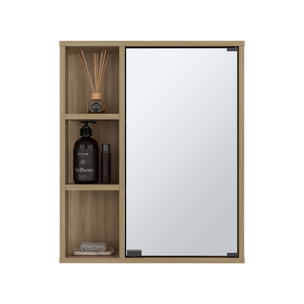 Gabinete de Baño Berkel Fresno 50x60cm con Espejo y con Dos Entrepaños - GABINETES DE BANHO | Bylmo