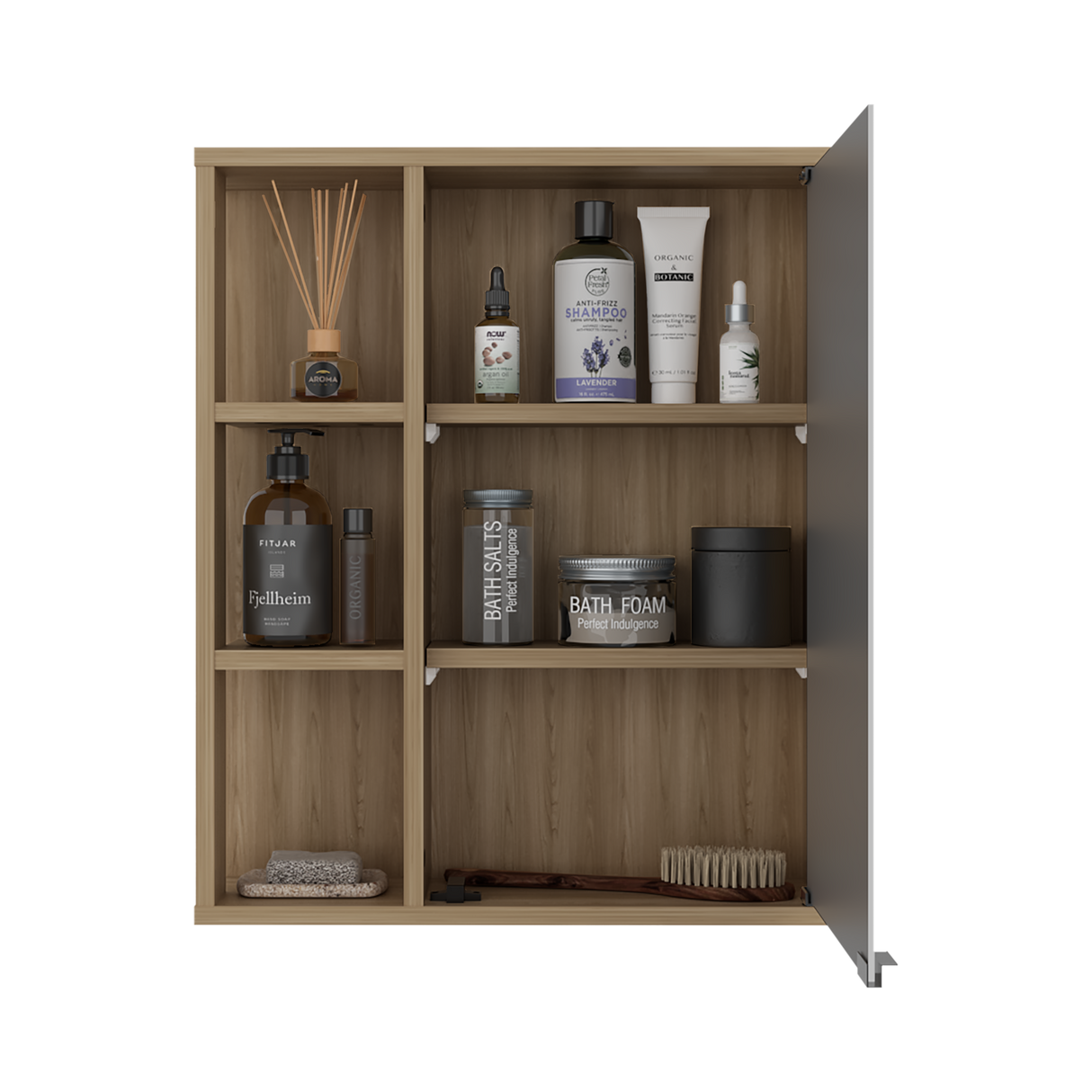 Gabinete de Baño Berkel Fresno 50x60cm con Espejo y con Dos Entrepaños - GABINETES DE BANHO | Bylmo