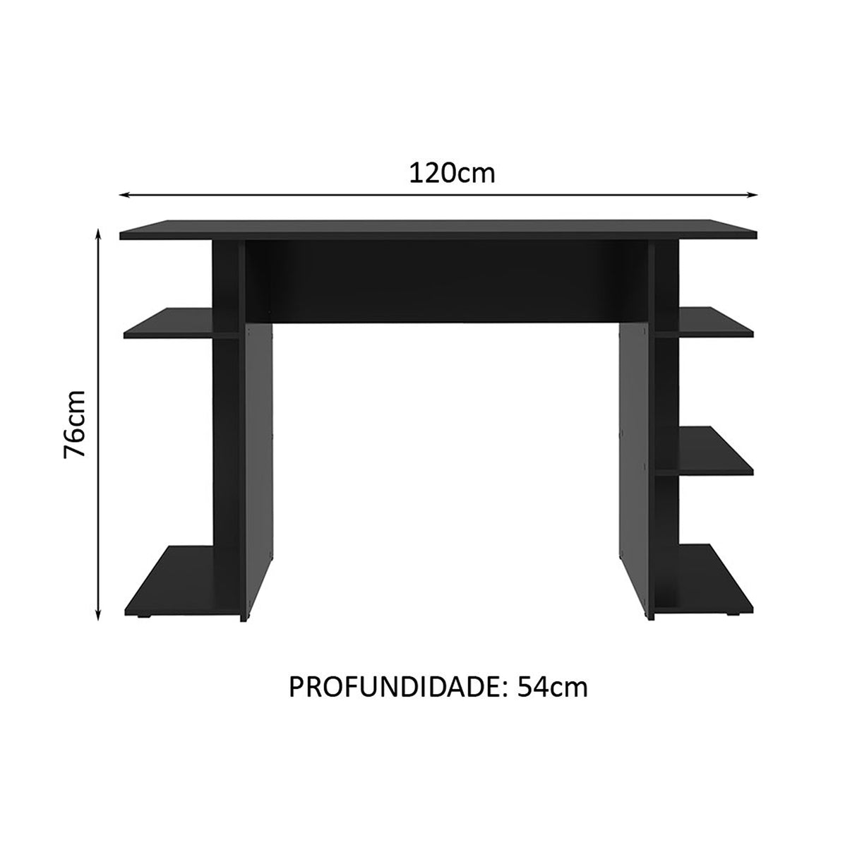 Escritorio Gamer Negro 120x76cm sin Cajones con Organizador de Libros - ESCRITORIOS | Bylmo