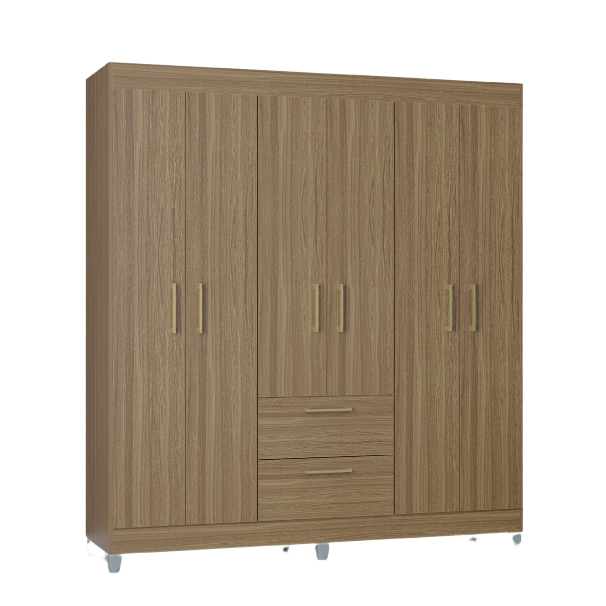 Closet Avila Castaño 164x190cm con Dos Cajones y con Seis Puertas
