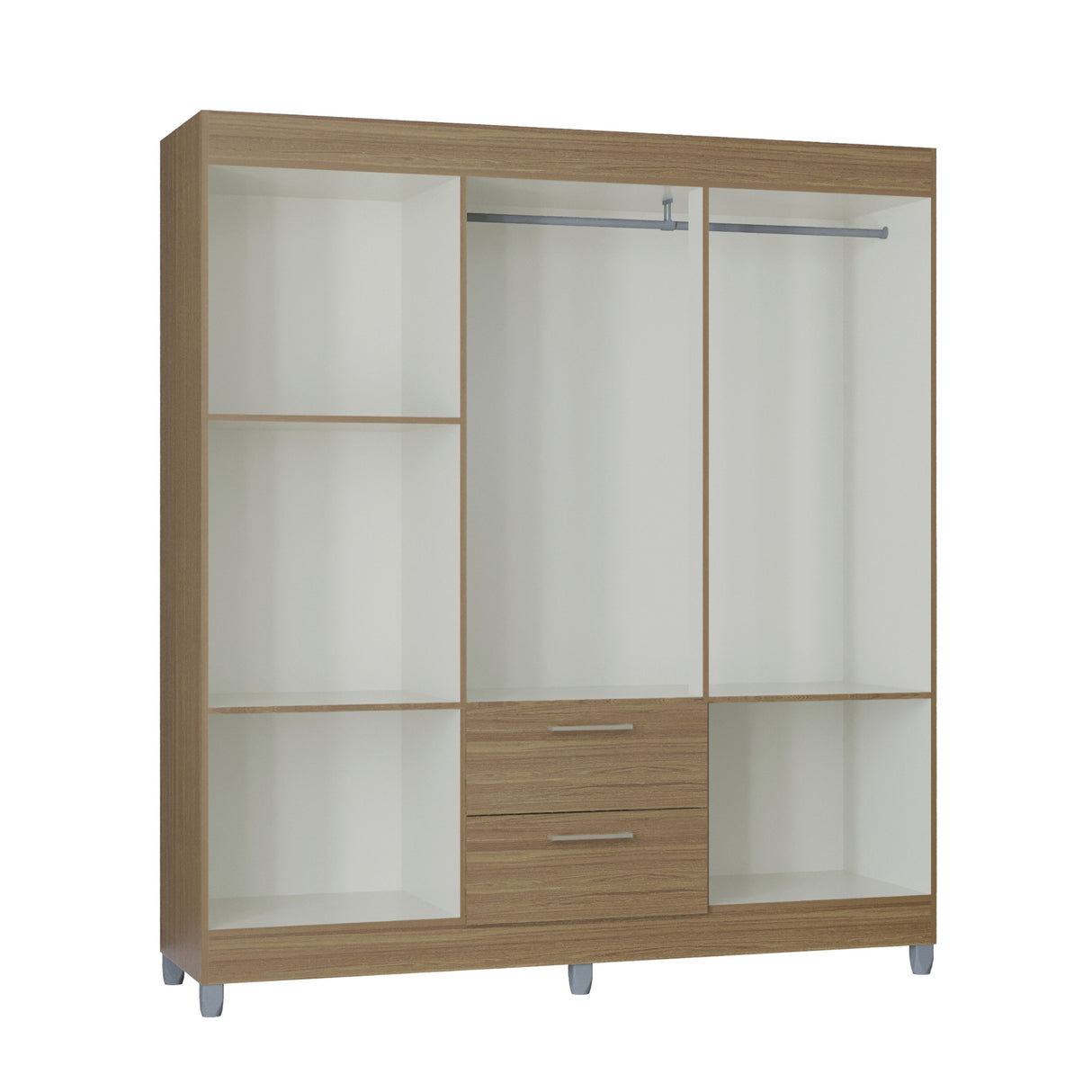 Closet Avila Castaño 164x190cm con Dos Cajones y con Seis Puertas