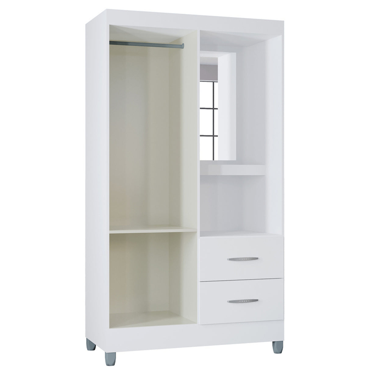 Closet Cordoba Blanco 99x181cm con Dos Cajones con Dos Puertas y con Espejo - CLOSETS | Bylmo