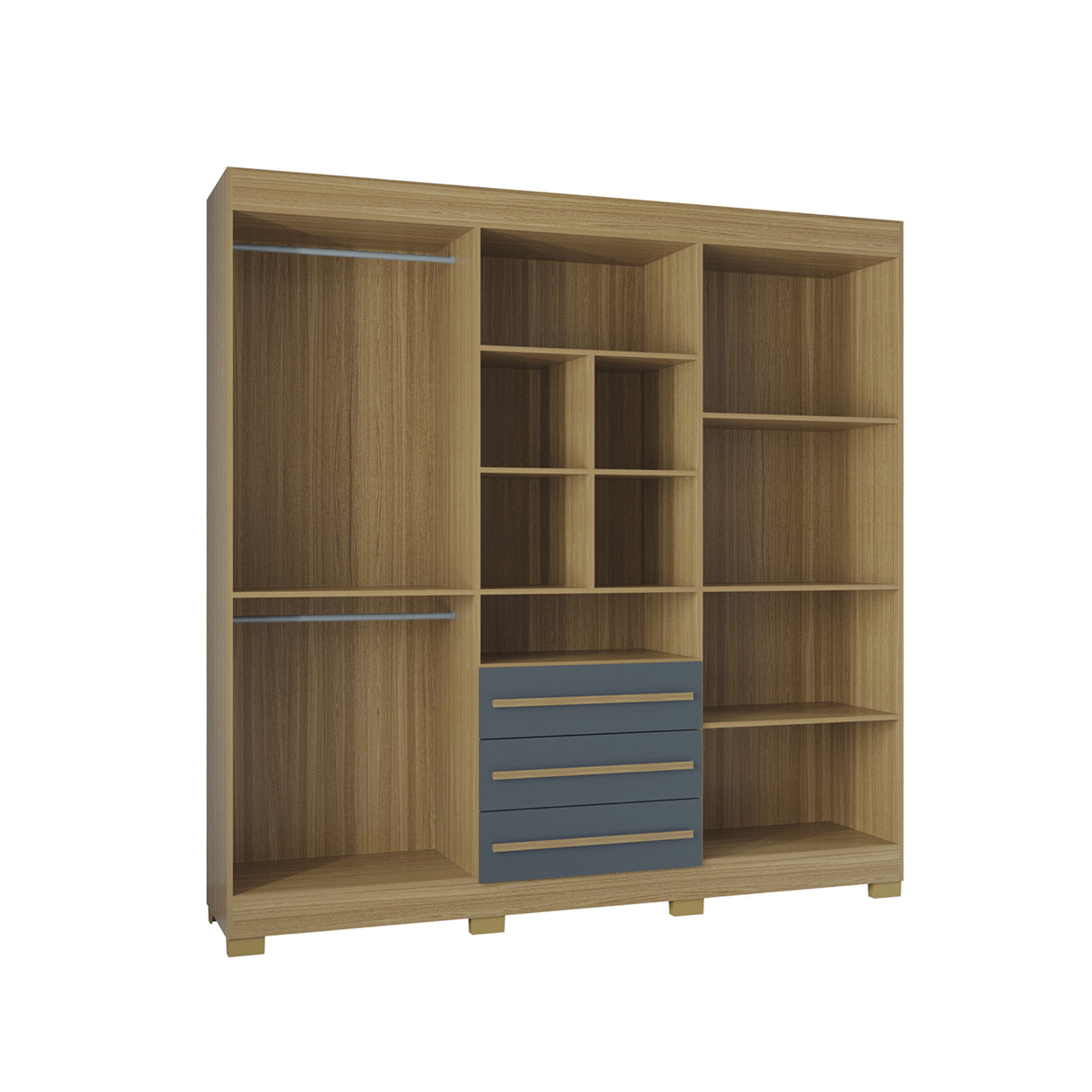 Closet Amazonia Castaño y Gris 210x212cm con Tres Cajones y con Seis Puertas