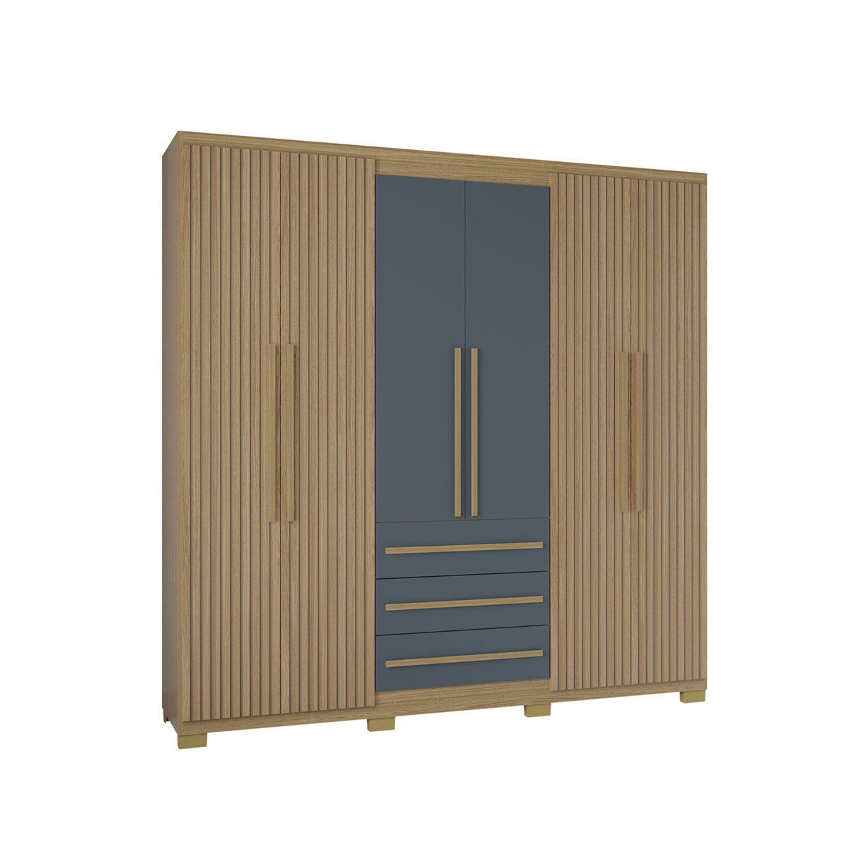 Closet Amazonia Castaño y Gris 210x212cm con Tres Cajones y con Seis Puertas