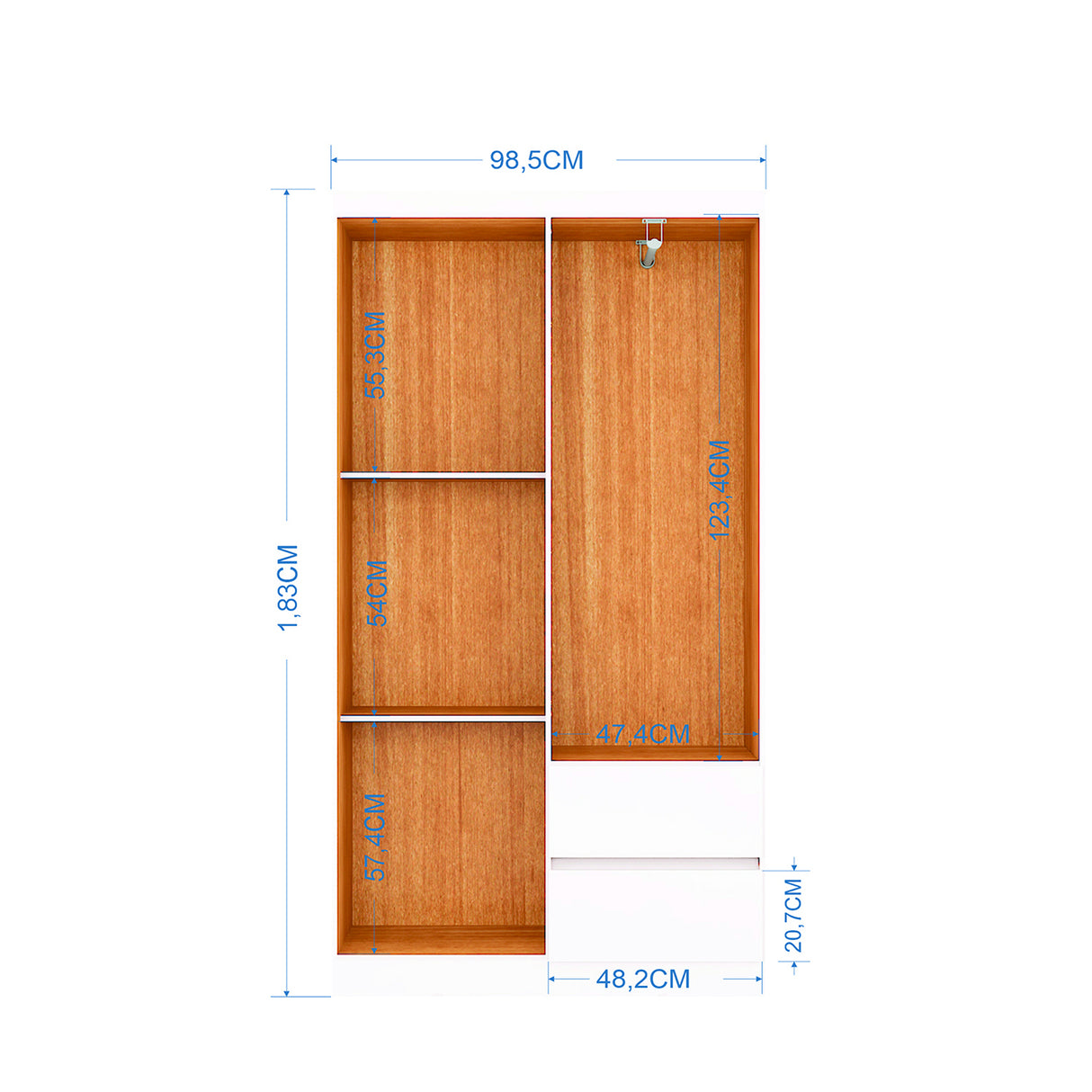 Closet Lisboa Blanco 99x183cm con Dos Cajones y con Cuatro Puertas - CLOSETS | Bylmo