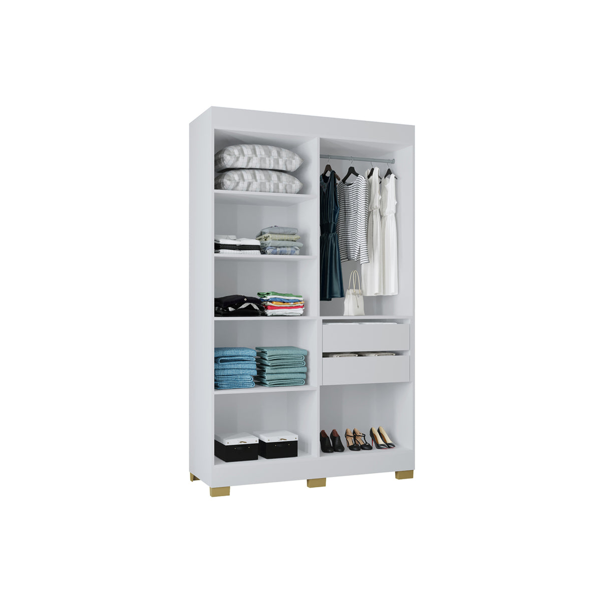 Closet Barcelona Blanco 120x202cm con Dos Cajones y con Cuatro Puertas