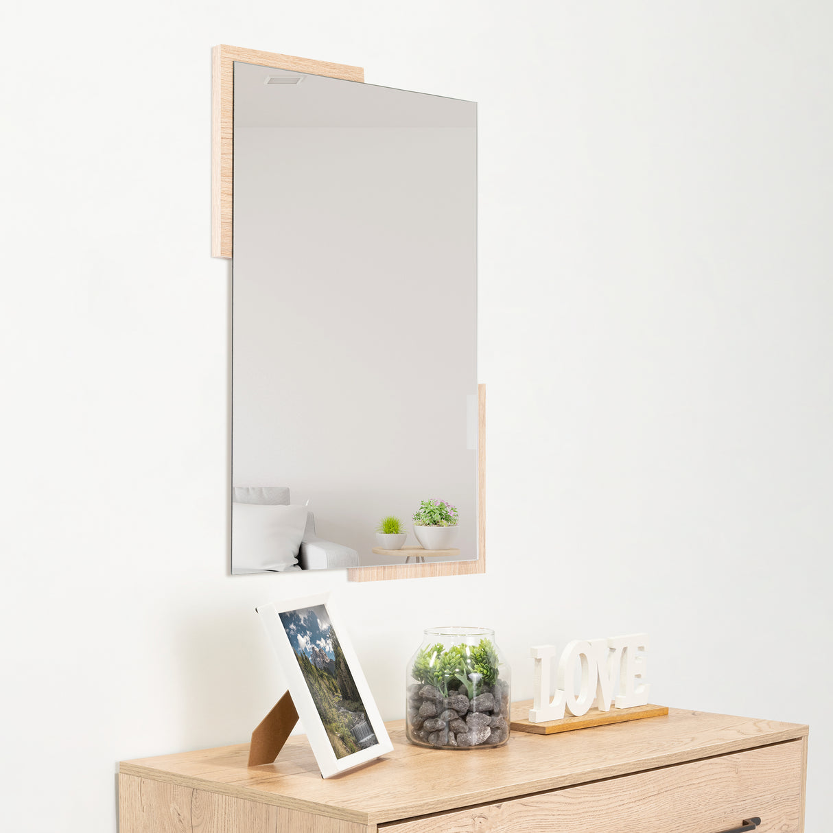 Espejo de Baño Aleska Madera Clara Natural 49x64cm Rectangular con Marco En Madera - ESPEJOS DE BANHO | Bylmo