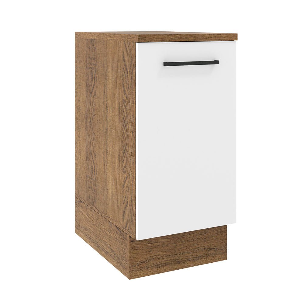 Mueble Inferior de Cocina Agata Marron y Blanco 35x84cm Sin Cajones con Mesón de Madera y sin Estufa - MUEBLES INFERIORES DE COCINA | Bylmo