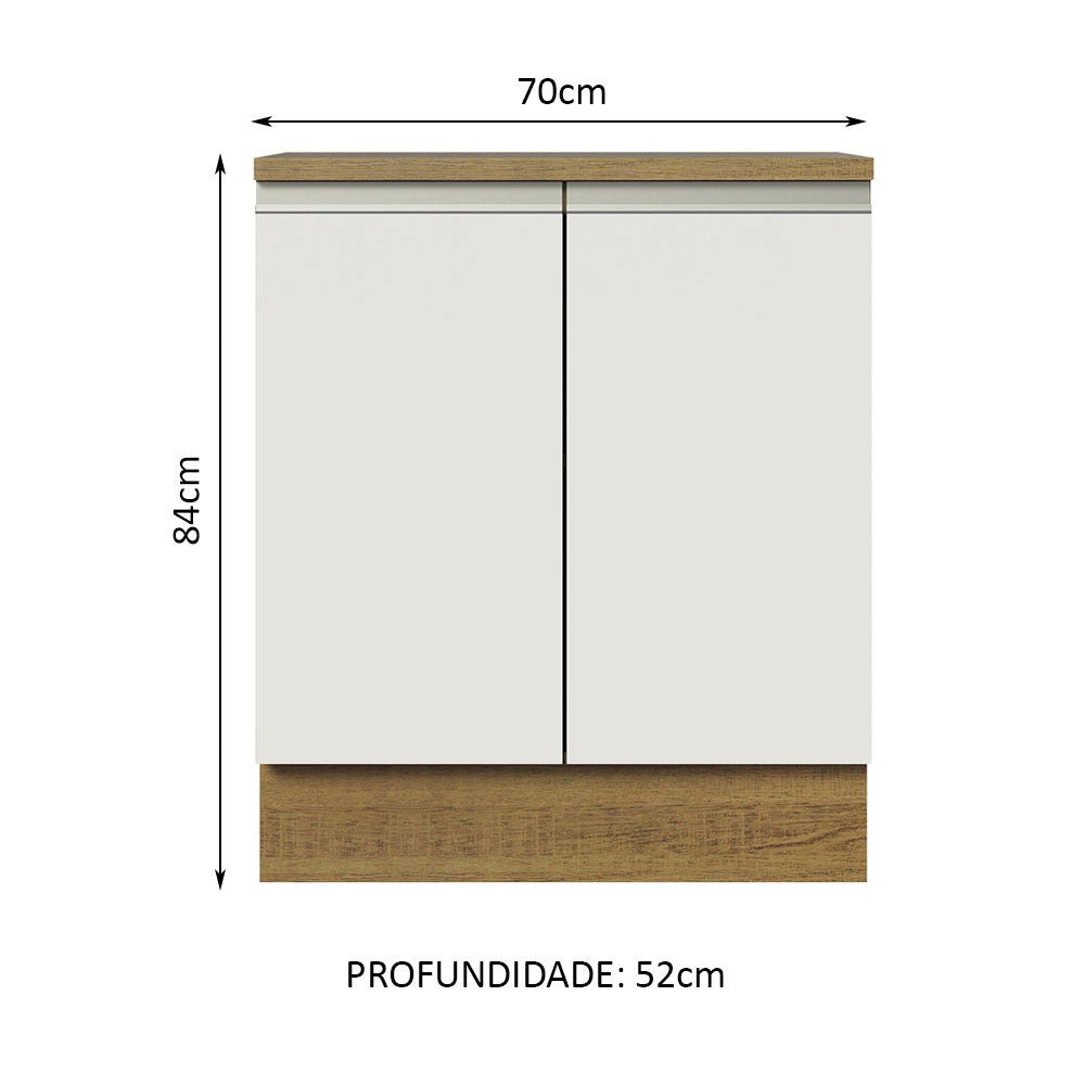 Mueble Inferior de Cocina Glamy Marron y Blanco 70x84cm Sin Cajones con Mesón de Madera y sin Estufa - MUEBLES INFERIORES DE COCINA | Bylmo