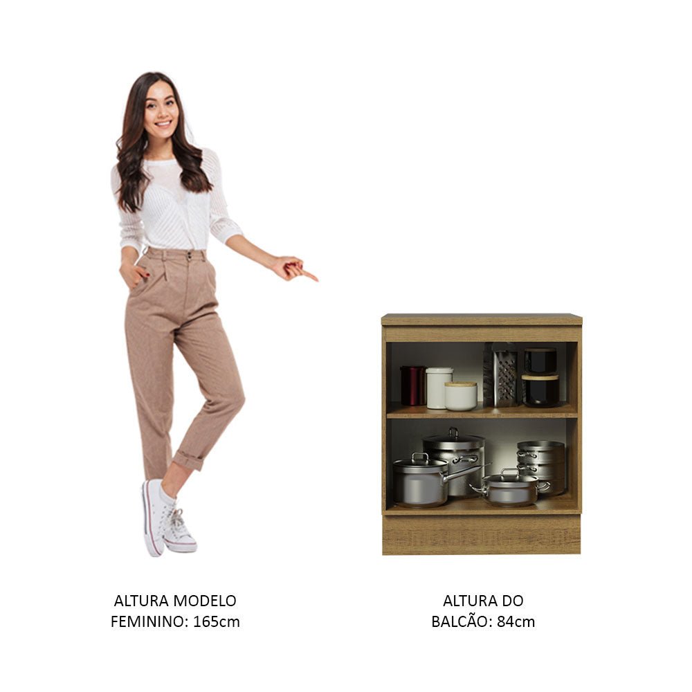 Mueble Inferior de Cocina Glamy Marron y Blanco 70x84cm Sin Cajones con Mesón de Madera y sin Estufa - MUEBLES INFERIORES DE COCINA | Bylmo