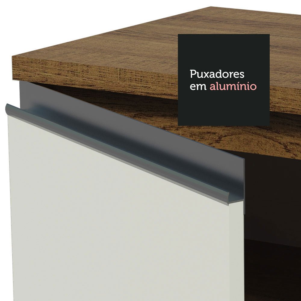 Mueble Inferior de Cocina Glamy Marron y Blanco 70x84cm Sin Cajones con Mesón de Madera y sin Estufa - MUEBLES INFERIORES DE COCINA | Bylmo