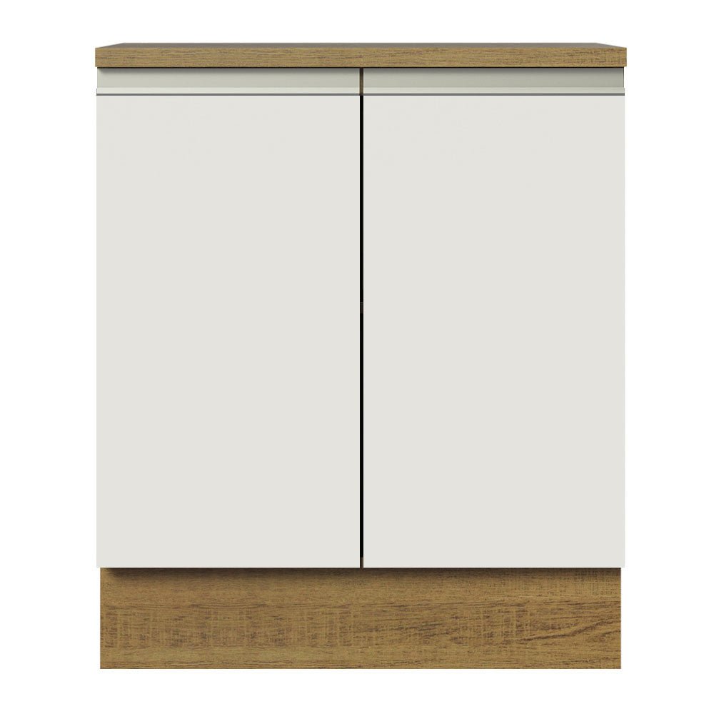 Mueble Inferior de Cocina Glamy Marron y Blanco 70x84cm Sin Cajones con Mesón de Madera y sin Estufa - MUEBLES INFERIORES DE COCINA | Bylmo